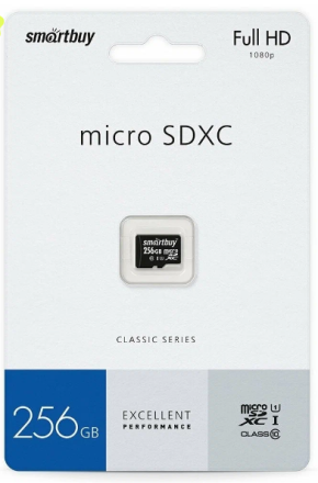  micro SDXC карта памяти Smartbuy 256GB Class 10 UHS-1 (без адаптера)