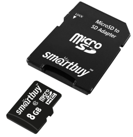  micro SDHC карта памяти Smartbuy 8GB Сlass 10 (с адаптером SD)