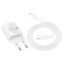 Сетевое зар. устр. Hoco N62 с шнуром Type-C на Type-C 1C 30W белое