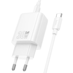 Сетевое зар. устр. Hoco N62 с шнуром Type-C на Type-C 1C 30W белое