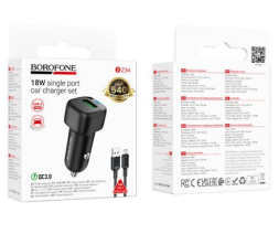 Автомобильное заряд. устр. Borofone BZ34 с шнуром Micro 1USB 3A черное