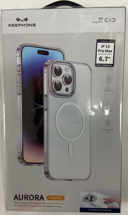  Накладка для i-Phone 15 Pro Max Keephone Aurora Magsafe прозрачный