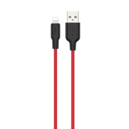 Usb Кабель-зарядка Lightning Hoco X21 Plus Silicone 2.4A 1м мягкий силиконовый красный