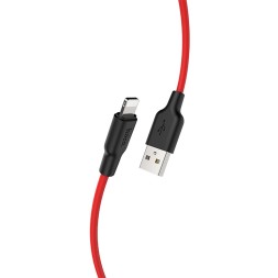 Usb Кабель-зарядка Lightning Hoco X21 Plus Silicone 2.4A 1м мягкий силиконовый красный