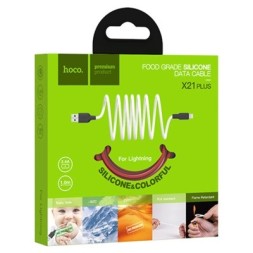 Usb Кабель-зарядка Lightning Hoco X21 Plus Silicone 2.4A 1м мягкий силиконовый красный