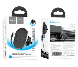 Держатель c беспроводной зарядкой в воздуховод Hoco HW12 15W черный