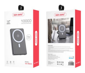  Powerbank магнитный с MagSafe Ven-Dens PB033 10000mAh USB-C 15W/20W черный