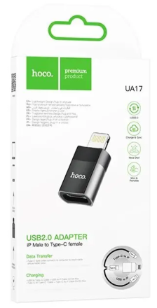  OTG Hoco UA17 Lightning (папа) на USB-C (мама) черный