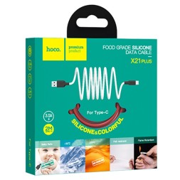 Usb Кабель-зарядка Type-C Hoco X21 Plus 3A 2м мягкий силиконовый красный