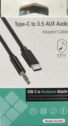  Кабель GL090 Type-C (папа) на AUX 3.5мм (папа) чёрный