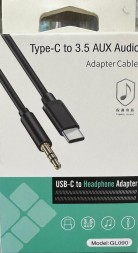 Кабель GL090 Type-C (папа) на AUX 3.5мм (папа) чёрный