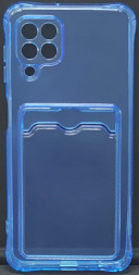 Чехол-накладка силикон с карманом под карту Samsung Galaxy A22 4G прозрачная синяя