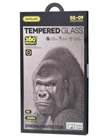 Защитное стекло для i-Phone 15 Pro Max Supglass SG-09 Антишпион чёрное