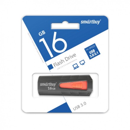 3.0 USB флеш накопитель Smartbuy 16GB Iron Black/Red (SB16GBIR-K3)