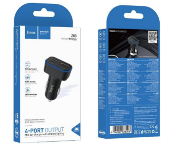  Автомобильное заряд. устр. Hoco Z63 2USB/2C черное