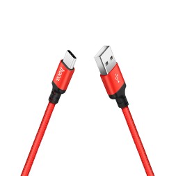 Usb Кабель-зарядка Type-C Hoco X14 Times speed 2.4A 1м в тканевой оплетке красный