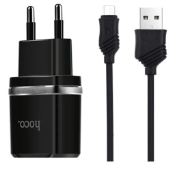 Сетевое зар. устр. Hoco C12 с шнуром Micro 2USB 2.4A черное