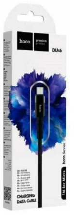  Usb Кабель-зарядка Micro Hoco DU46 2.4A 2м в нейлоновой оплетке черный
