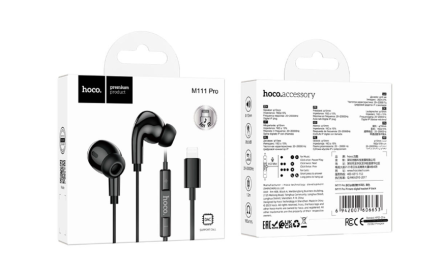  Стереонаушники Hoco M111 Pro с микрофоном Lightning черные