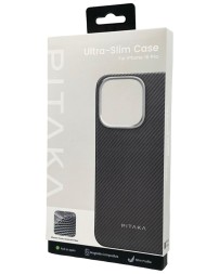 Накладка для i-Phone 16 Pro 6.3&quot; Pitaka Ultra Slim case черно-серая