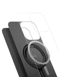 Накладка для i-Phone 16 Pro 6.3&quot; Pitaka Ultra Slim case черно-серая