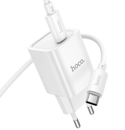  Сетевое зар. устр. Hoco C148A с шнуром Type-C на Type-C 1C 30W белое