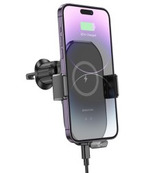 Держатель с беспроводной зарядкой в воздуховод Borofone BH205 черный