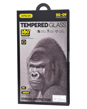  Защитное стекло для i-Phone 15 Pro Supglass SG-09 Антишпион чёрное