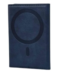 Кожаный чехол-бумажник Leather Wallet с MagSafe для Apple i-Phone синий