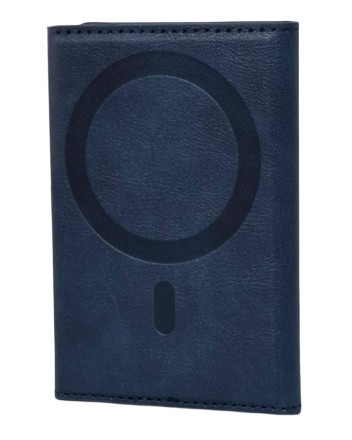  Кожаный чехол-бумажник Leather Wallet с MagSafe для Apple i-Phone синий