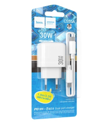 Сетевое зар. устр. Hoco CS55A с шнуром Type-C на Type-C 1USB/1C 30W белое