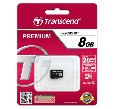  micro SDHC карта памяти Transcend 8GB Class 10 UHS-I (без адаптера)