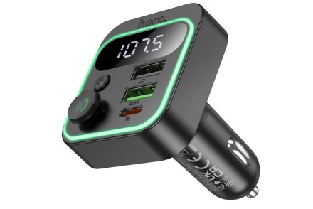  Автомобильное заряд. устр. Hoco E85 2USB/1C 38W + FM-трансмиттер черное