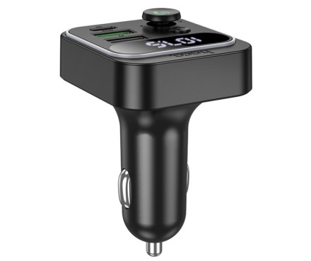  Автомобильное заряд. устр. Hoco E85 2USB/1C 38W + FM-трансмиттер черное