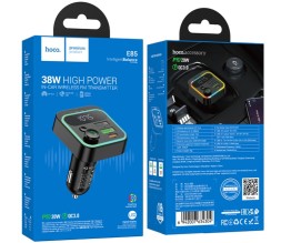 Автомобильное заряд. устр. Hoco E85 2USB/1C 38W + FM-трансмиттер черное