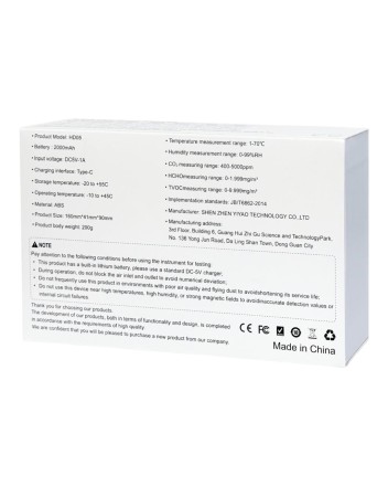  Настольные часы с метеостанцией (температура/влажность/уровень CO2) Air Detector HD05 белые