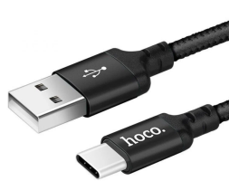 Usb Кабель-зарядка Type-C Hoco X14 Times speed 2.4A 1м в тканевой оплетке черный