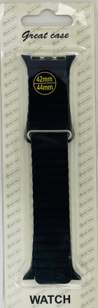 Сменный браслет кожанный для Apple Watch 42-44mm темно-синий