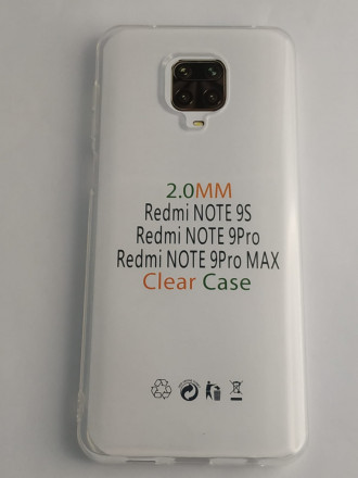 Чехол-накладка силикон 2.0мм Xiaomi Redmi Note 9Pro/9S/9pro Max прозрачный
