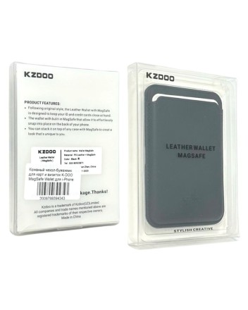  Кожаный чехол-бумажник для карт и визиток K-DOO MagSafe Wallet для i-Phone черный
