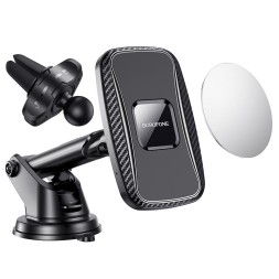 Держатель c беспроводной зарядкой на торпеду/воздуховод Borofone BH35 15W магнитный черный