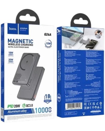  Powerbank с беспроводной зарядкой MagSafe Hoco Q26A 10000mAh 2USB-C 20W серый