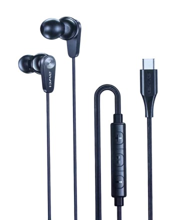  Стереонаушники Awei PC-21T с микрофоном Type-C 1.2м черные