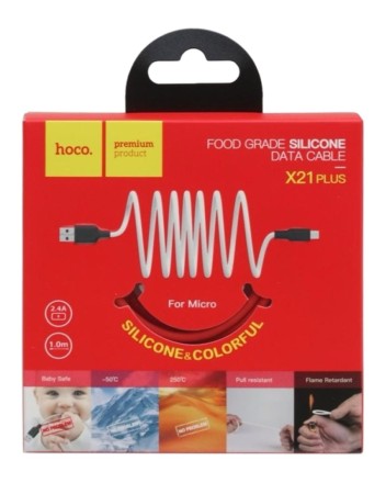  Usb Кабель-зарядка Micro Hoco X21 Plus Silicone 2.4A 1м мягкий силиконовый красный