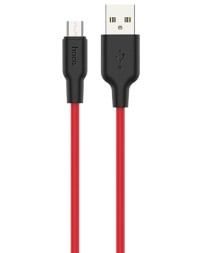 Usb Кабель-зарядка Micro Hoco X21 Plus Silicone 2.4A 1м мягкий силиконовый красный