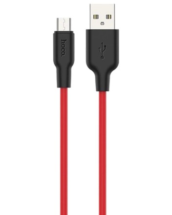  Usb Кабель-зарядка Micro Hoco X21 Plus Silicone 2.4A 1м мягкий силиконовый красный