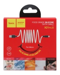 Usb Кабель-зарядка Micro Hoco X21 Plus Silicone 2.4A 1м мягкий силиконовый красный