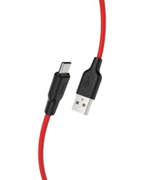 Usb Кабель-зарядка Micro Hoco X21 Plus Silicone 2.4A 1м мягкий силиконовый красный