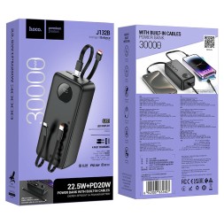 Powerbank Hoco J132B 30000mAh 1USB/1C с кабелем Type-C/Lightning черный