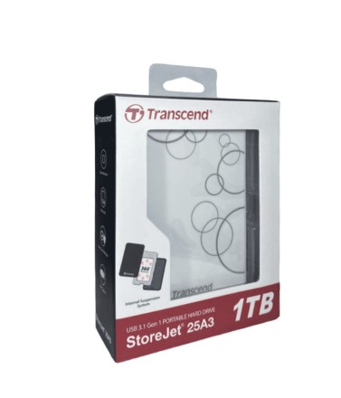  Внешний жесткий диск 1TB Transcend StoreJet 25A3 USB3.1 белый